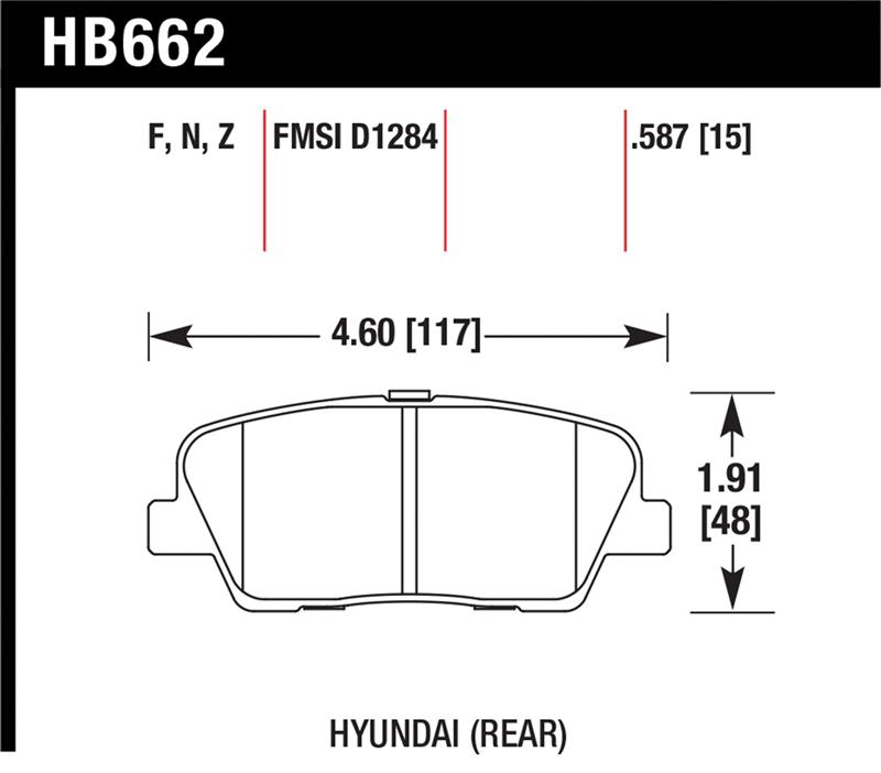 Hyundai Genesis Coupe Brake Pad Sets - Rear - Hawk Performance - HP+ Autocross 15mm - `10-`27